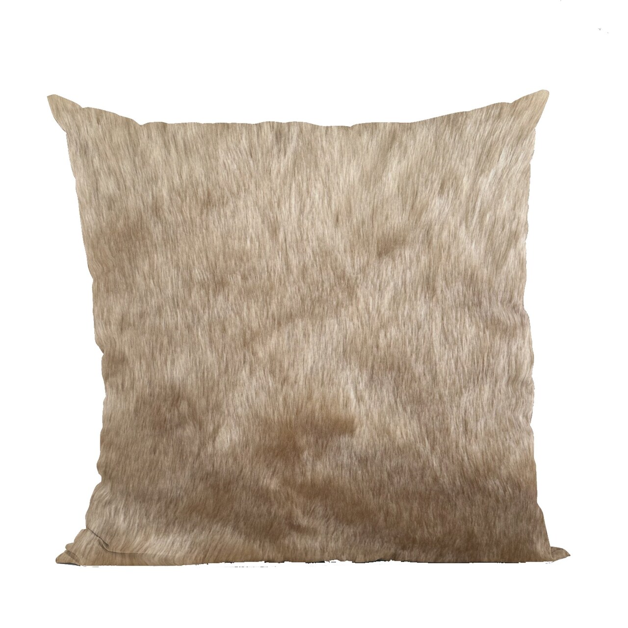 Edge Collections - Double sided 26" x 26" - Brown Gold - Luxury Faux Fur Rabbit Throw Pillow - 1 Piece